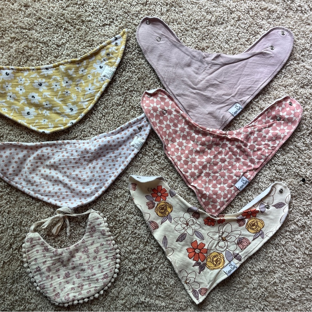 Floral and Patterned Baby Bandana Bib Set